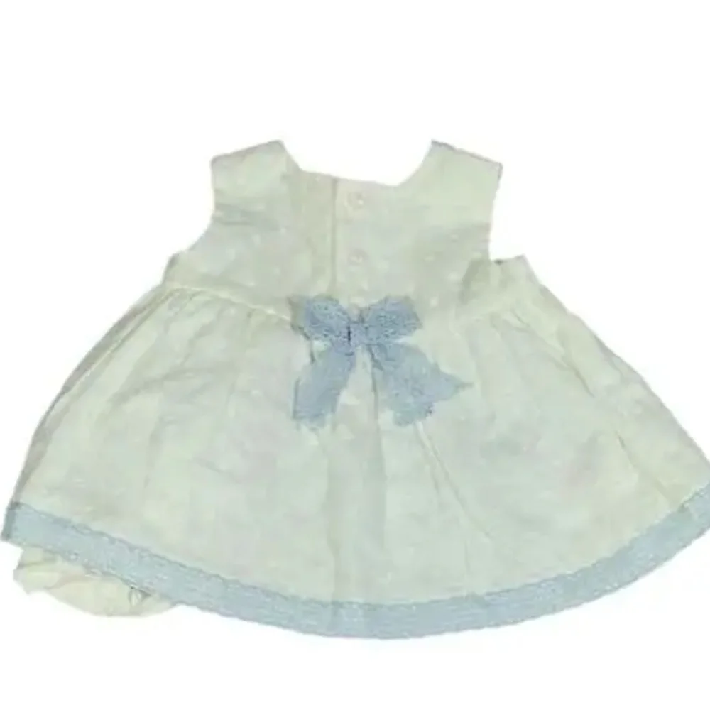 NWT White and Blue Linen 2 Pc Matching Set ~6-9M